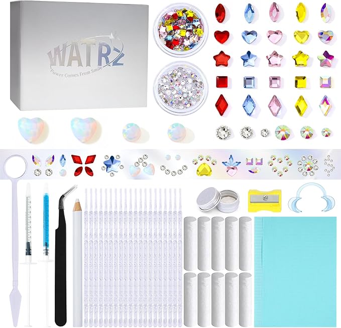 Teeth Gem Kit,Tooth Gems Kit for Teeth DIY Crystals Tooth gem Jewel for Girls Y2K Fashionable Butterfly Love Cross Spider for Boys Harmless (White)