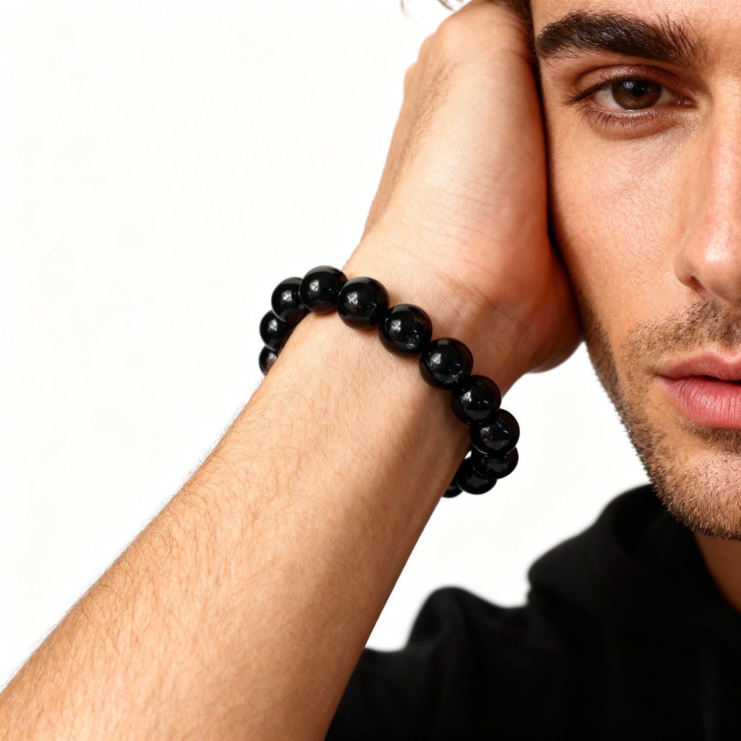 The Vida Handmade AAA+ Quality Crystal Stretch Elastic Bracelet - Nature Gemstone - Jewelry Gift - Holiday Gift - For Women & Men (Black Onyx)
