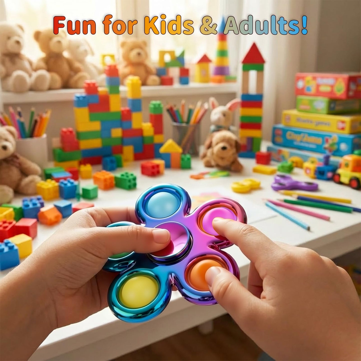 Figrol Fidget Toys 3 Pack,Pop Fidget Spinner for Kids & Adults Relieves Stress and Calm Down,Sensory Toys for Kids with Autism ADHD Toy