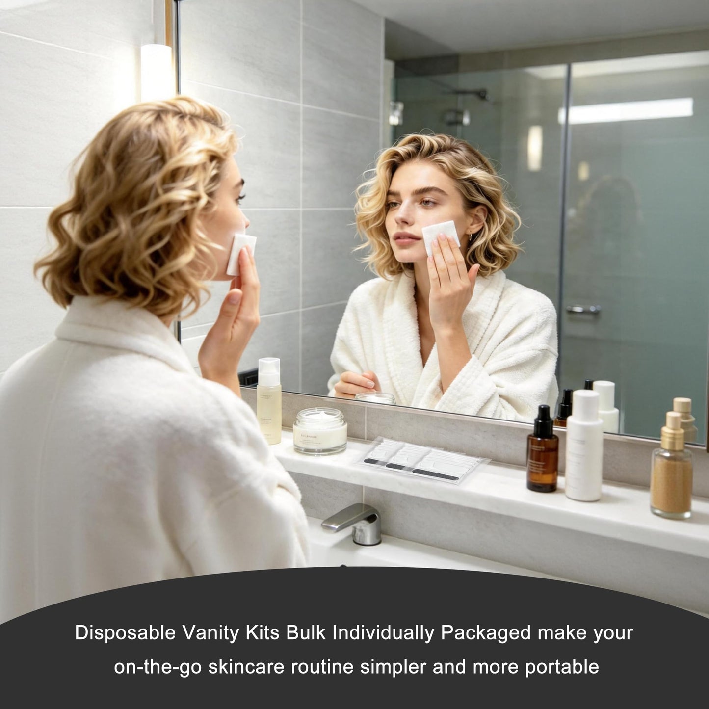 Lomgwumy Bulk Vanity Kits, Hotel Vanity Kits in Individual Packaging, Featuring Cotton Pads, Cotton Swabs, Dental Floss, and Nail Files. Ideal for Travel, Hotels, and Home Use (100-PACK)
