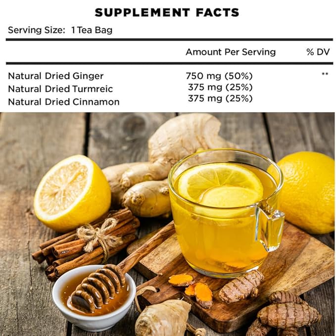 VIDA FARM 100 Turmeric Ginger Cinnamon Tea Bags, Golden Spice Special Blend, 100% Pure and Natural Dried Turmeric Ginger Cinnamon Mix, Non-GMO, No Sugar, No Caffeine, Gluten-Free, Vegan