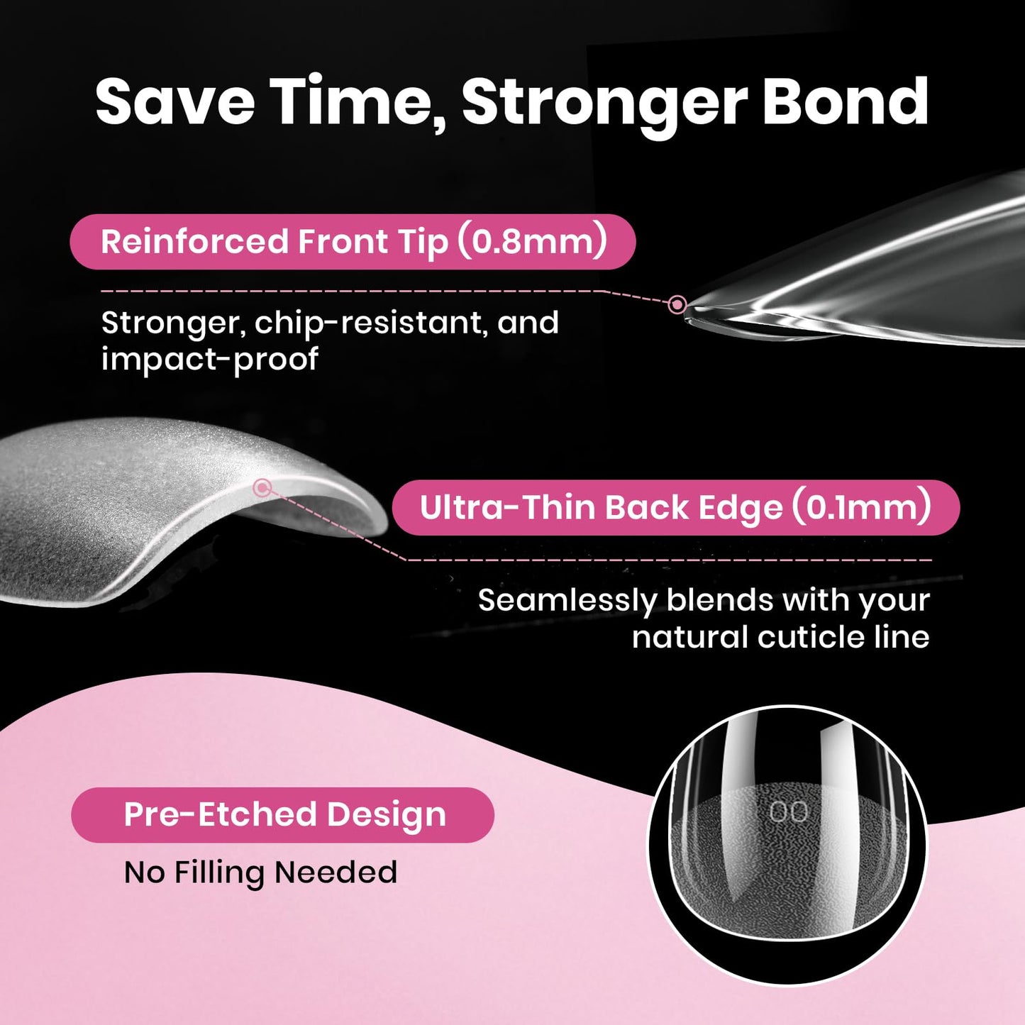 Beetles Gel Nail Tips Flat-X - Coffin Short, 320pcs 16 Sizes, Pre-Etched Half Matte Full Cover Soft Acrylic Press on False Nail Extension Tips Easy DIY Salon Art for Flat & Natural Nail Beds