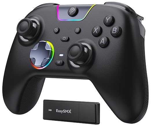 EasySMX X05Pro Wireless PC Controller – Quiet-Press Buttons, 2-Stage Impulse Triggers, 2 Programmable Buttons, Hall Joysticks, 1000mAh Battery, 1000Hz Polling Gaming Controller for PC/Switch/Android/iOS