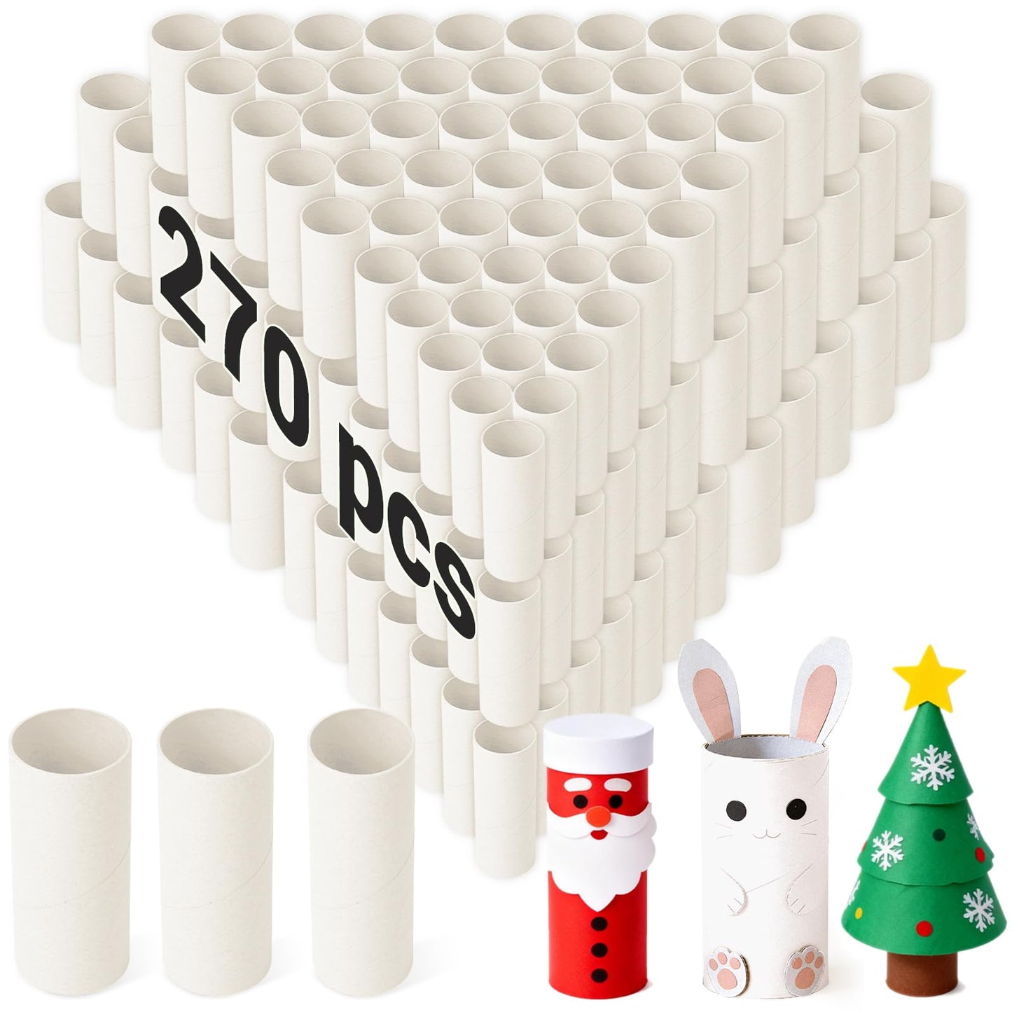 Czoynife 270Pack White Cardboard Tubes for Crafts, 1.38x3.98, Bulk Paper Rolls for Kids DIY, Classroom Art Supplies, Holiday Decor