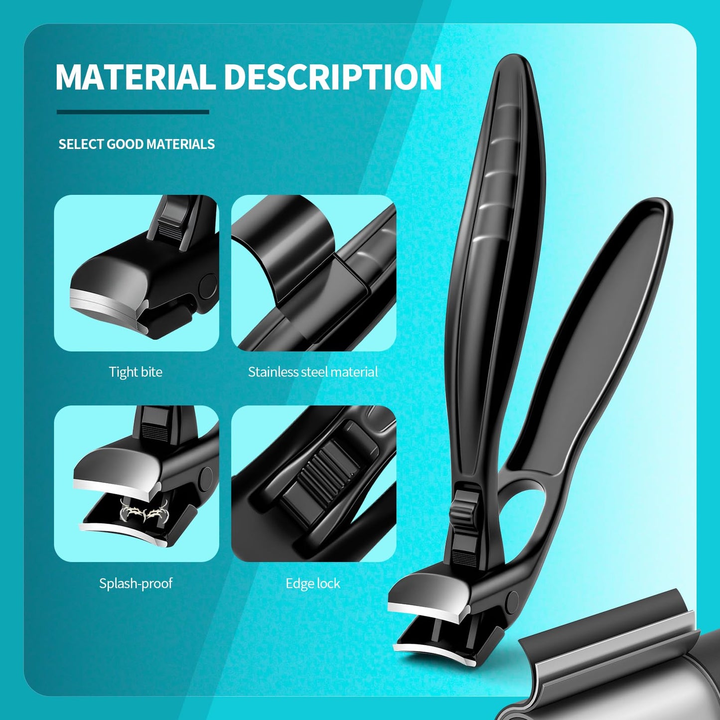 Upgraded ingrown toenail Clippers Set for Thick Nails for Seniors Ergonomic Angled Head and Heavy-Duty Long Handle for Thick Nails, Wide Jaw Nail Cutter with Catcher for Women and Men