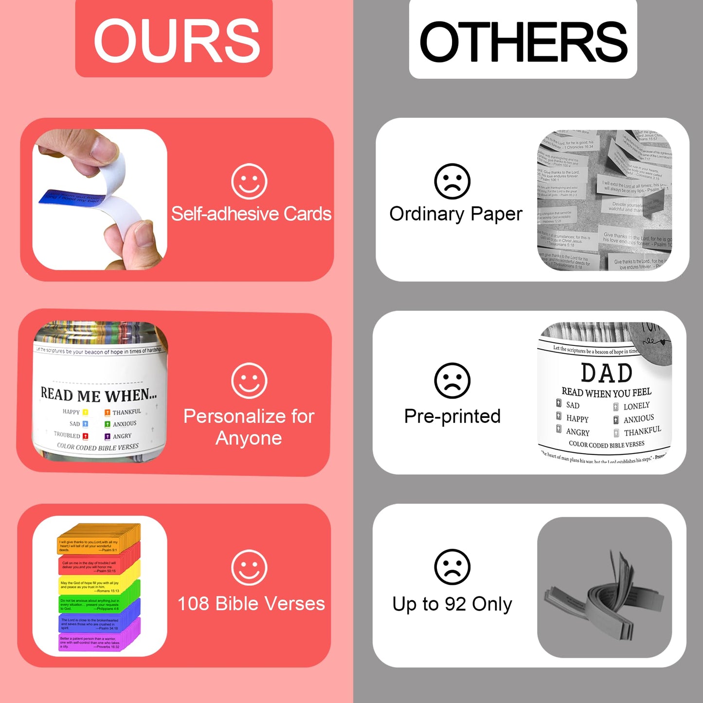 Bible Verse Jar with 108 Scripture Stickers, Personalized Name Label, Mothers Day Gifts for Mom, Birthday, Christian Gifts for Women, Teacher Appreciation Gift, Graduation Gift for Her