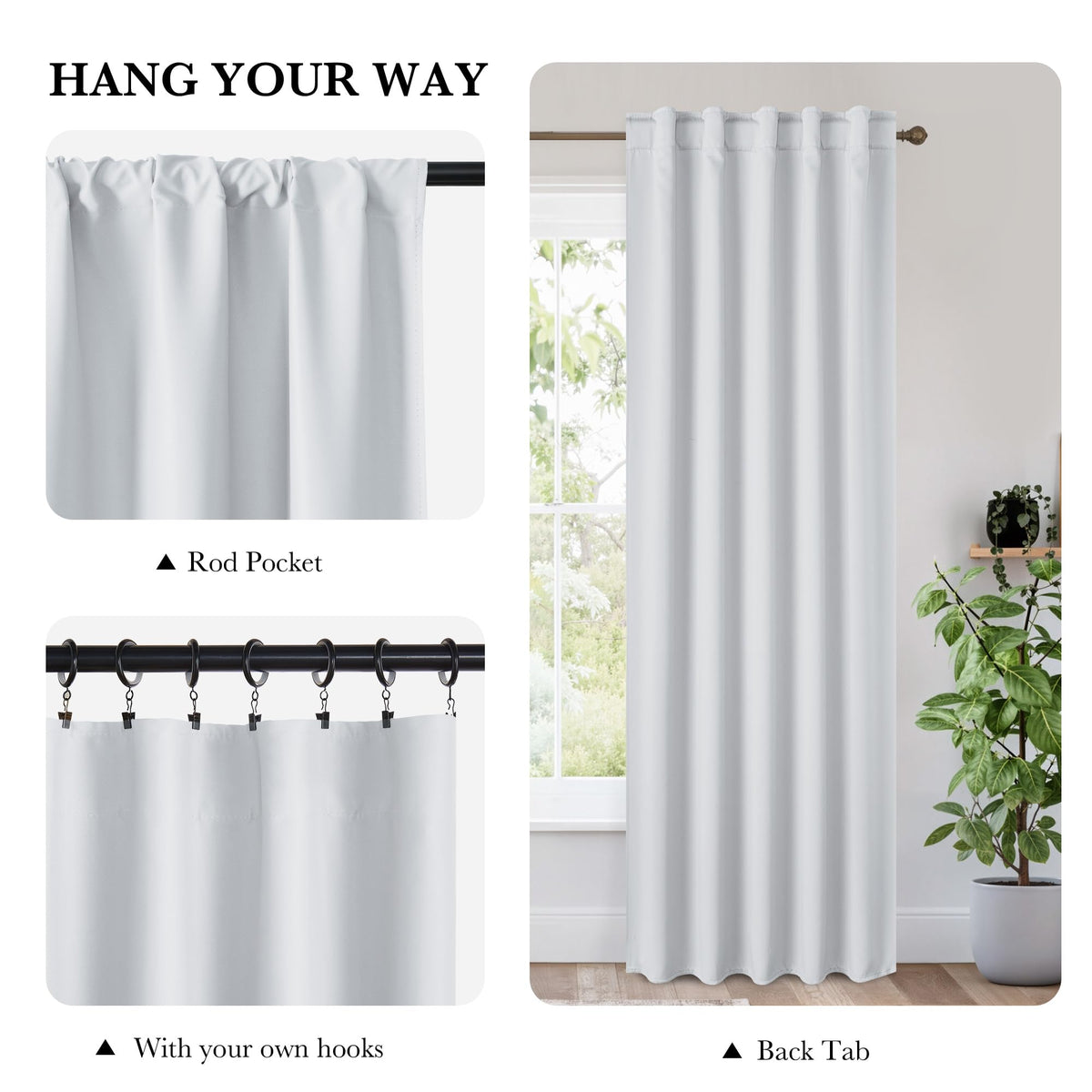 100% Blackout Curtains 80 inches Long for Bedroom (2 Count)