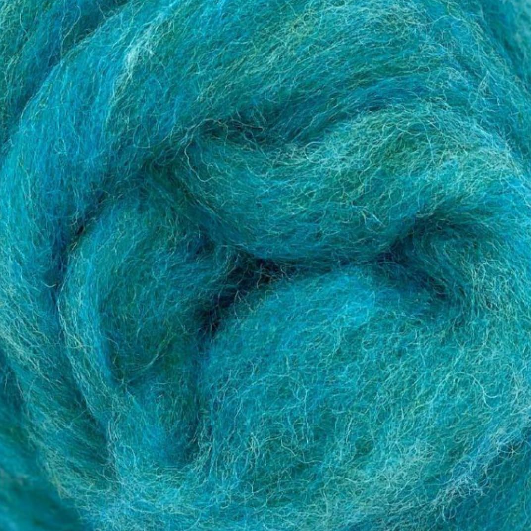 Corriedale Carded Sliver Wool Roving Variety Bundle | Best Core Wool for Needle Felting, Spinning, Wet Felting, Weaving, Dryer Balls, Yarn Roving - Ethically Sourced (Deep Sea)