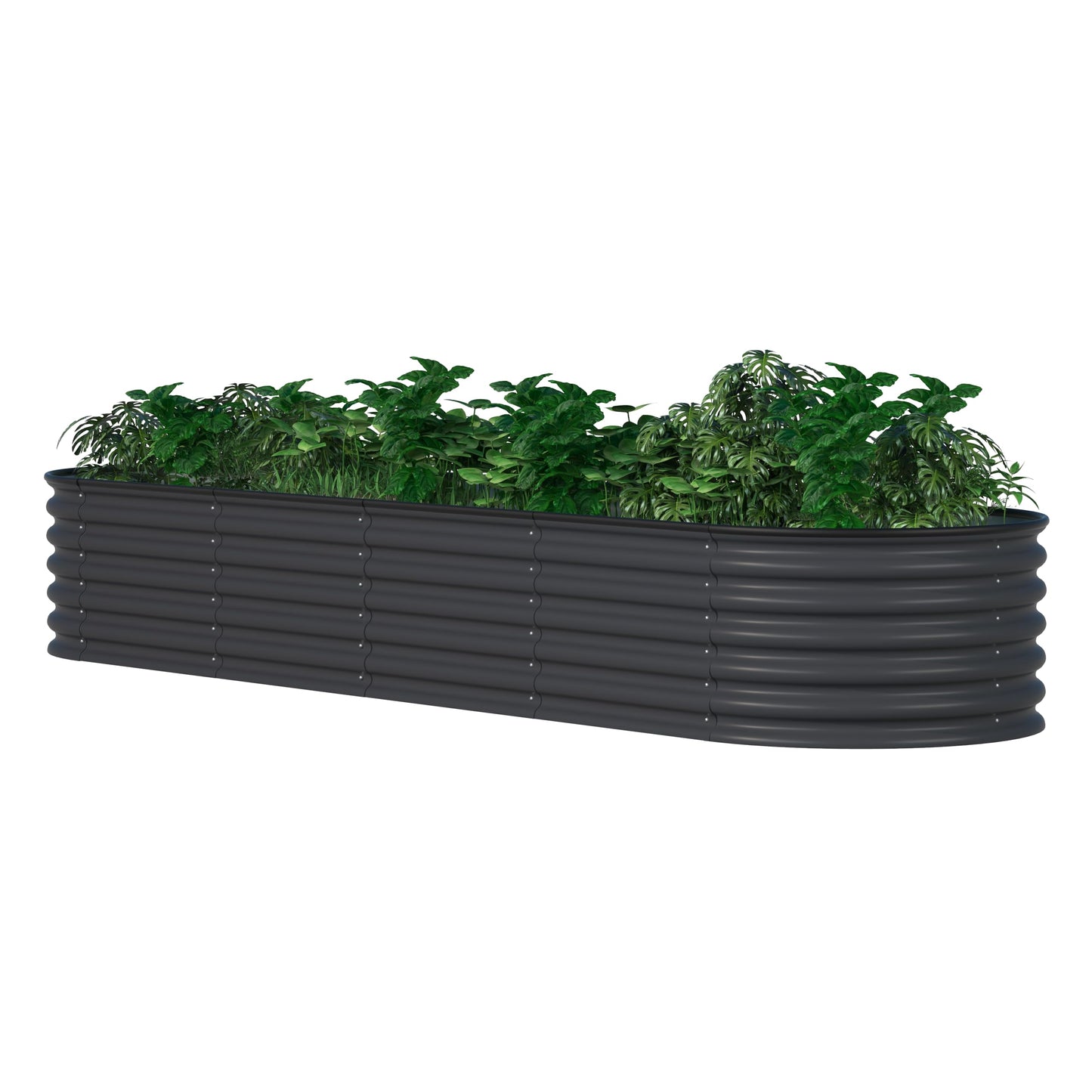 VEIKOU 8x2x1.4ft Raised Garden Bed, Galvanized Raised Garden Bed, Modular Raised Planter Box Outdoor for Vegetables, 9 in 1 Metal Garden Bed, Grey