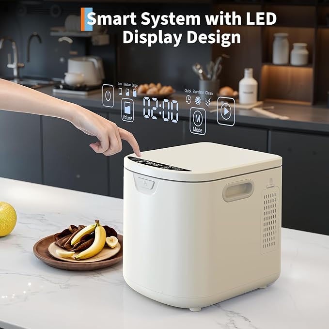 3.5L Electric Composter Countertop, 3 Modes Kitchen Smart Compost Bin with Auto Cleaning, LED Display, Turns Kitchen Waste Into Dry Manure, Low Noise Food Waste Compost Machine