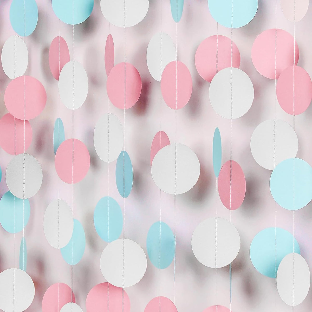 White Blue Pink Party Decorations - Paper Garland Streamer Banner Birthday Decorations Baby Shower Decorations Gender Reveal Decorations Gender Neutral Decorations Bridal Wedding HongTongTong