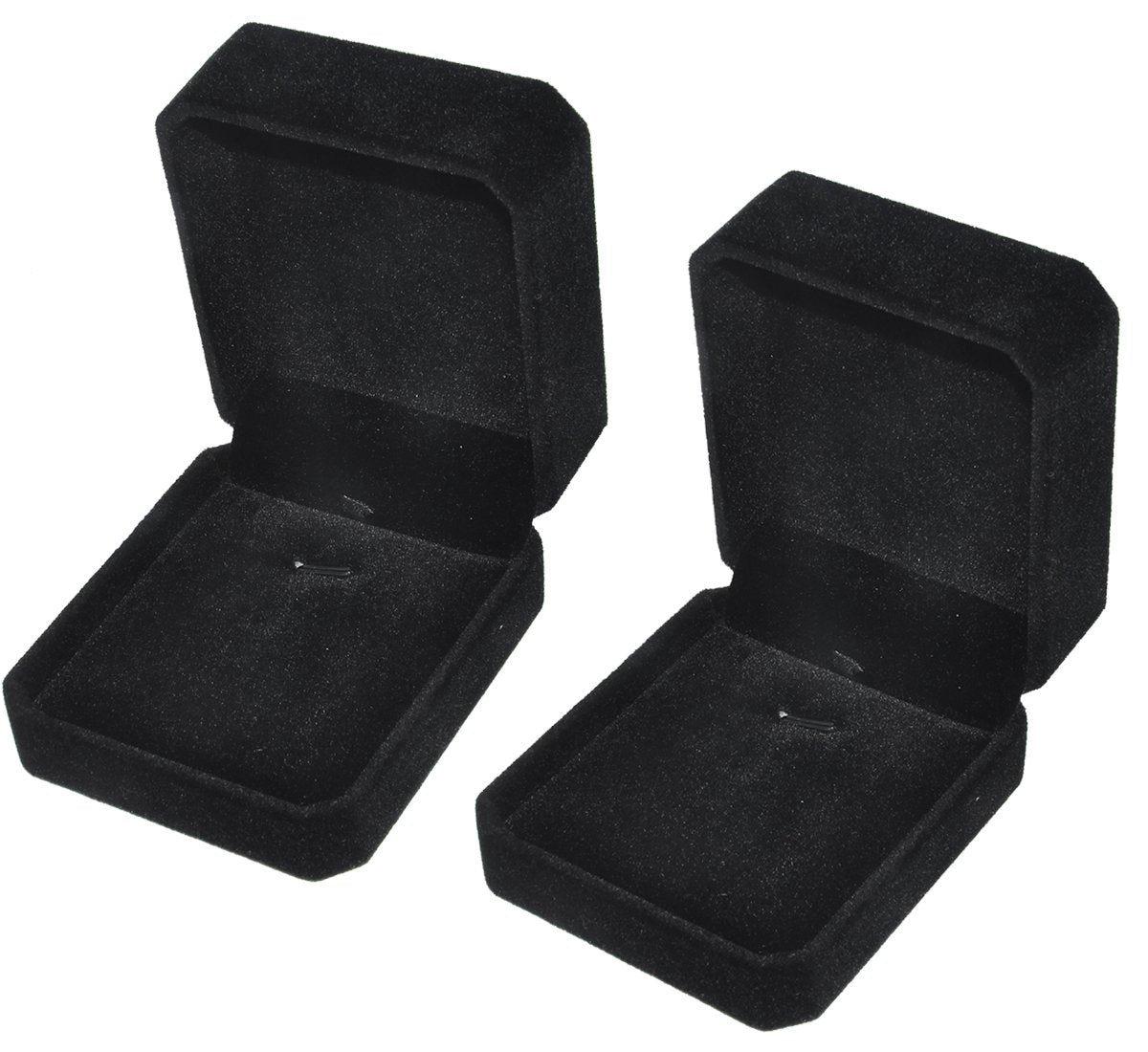 2Pcs Classic Velvet Necklace Box for Jewelry Gift, Black Pendant Display Case for Wedding Engagement Anniversary