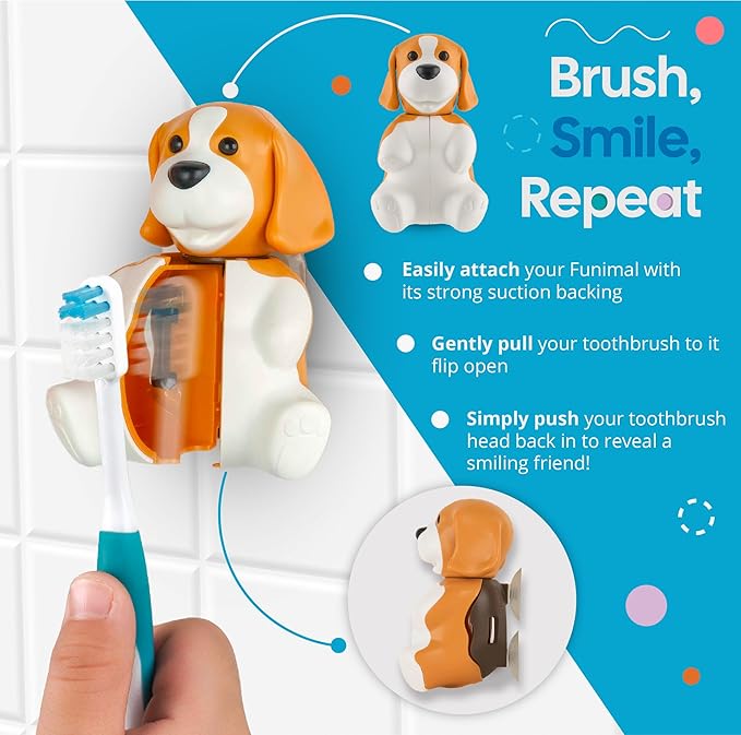 Flipper Fun Animal Turtle Toothbrush Cover – Kids Toothbrush Holder with Cover – Toothbrush Holders for Bathrooms - Suction Cup Toothbrush Holder