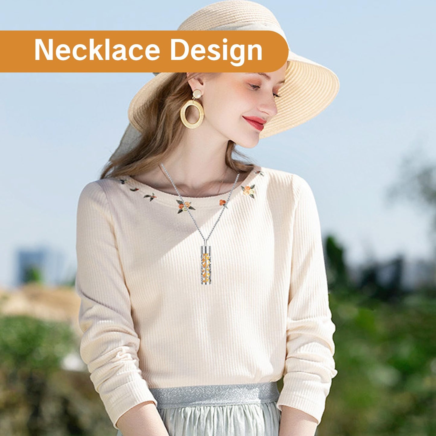 YAFIYGI Essential Oil Necklace with 10 Refilled Pads Aromatherapy Pendant Perfume Locket Stainless Steel Diffuser Jewelry for Couples Scent Pendant Aroma Aromatherapy Present for Women Men