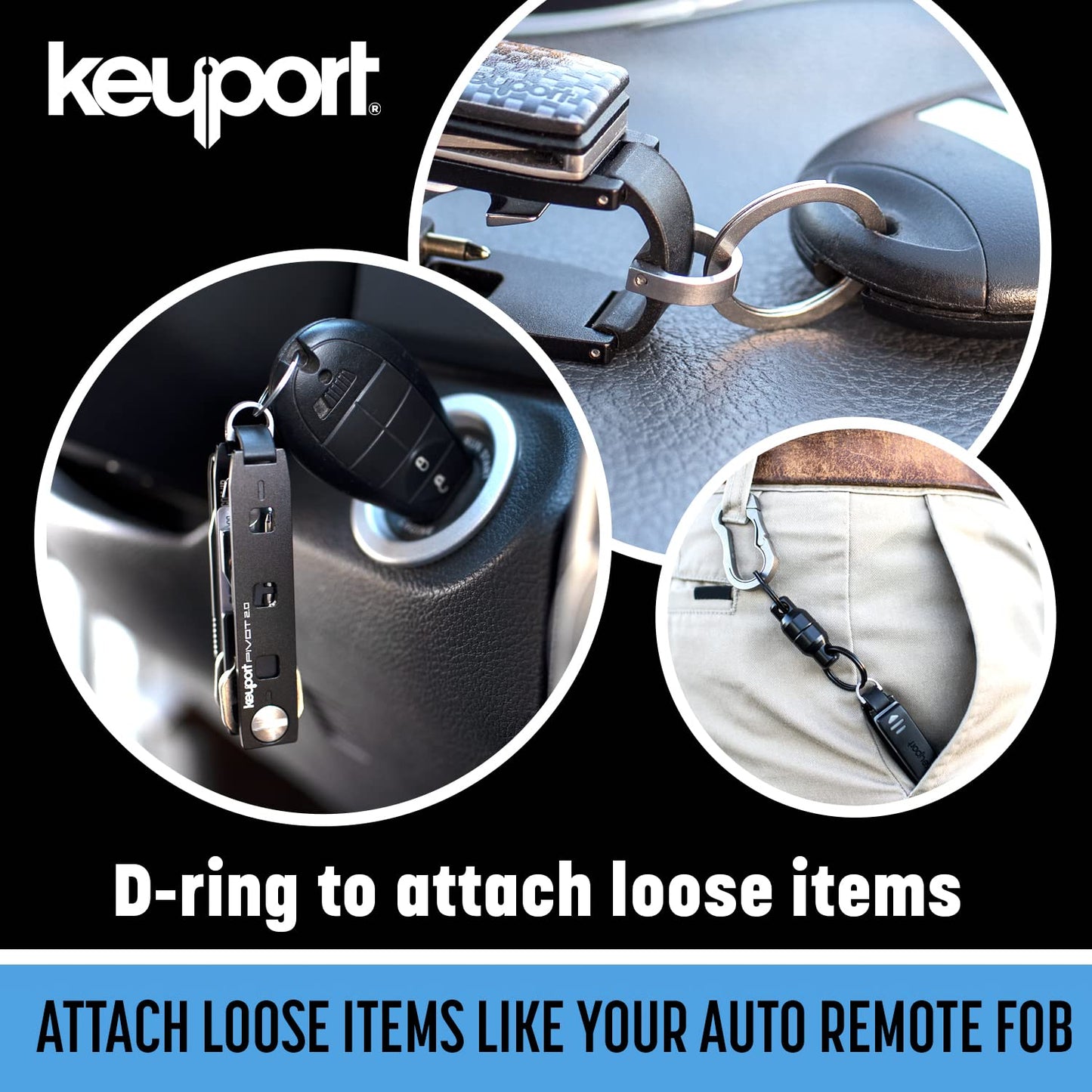 Keyport Pivot 2.0 Key Organizer - EDC Key Holder with Car Key Fob Attachment and Lost & Found Service - Compact, Customizable Modular Design - Keychain Alternative Gift for Men - Aluminum (Silver)