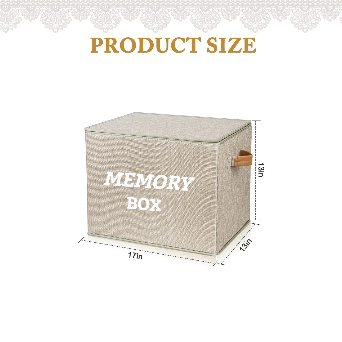 Lukeline Memory Box for Keepsake, Decorative Keepsake Bin with Handles,Memory Box Keepsakes Gift for Anniversary, Wedding, Birthday, Valentines Day