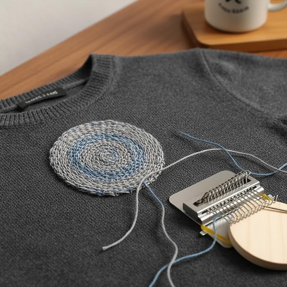 Knit Patch Loom Kit Patchmaker 2.0，Portable Mini Darning Loom Weave Tool Knit Patch Loom Kit Patchwork Weaving Tool Set for Quickly Sewing Repair on Socks Clothes Jeans (014)