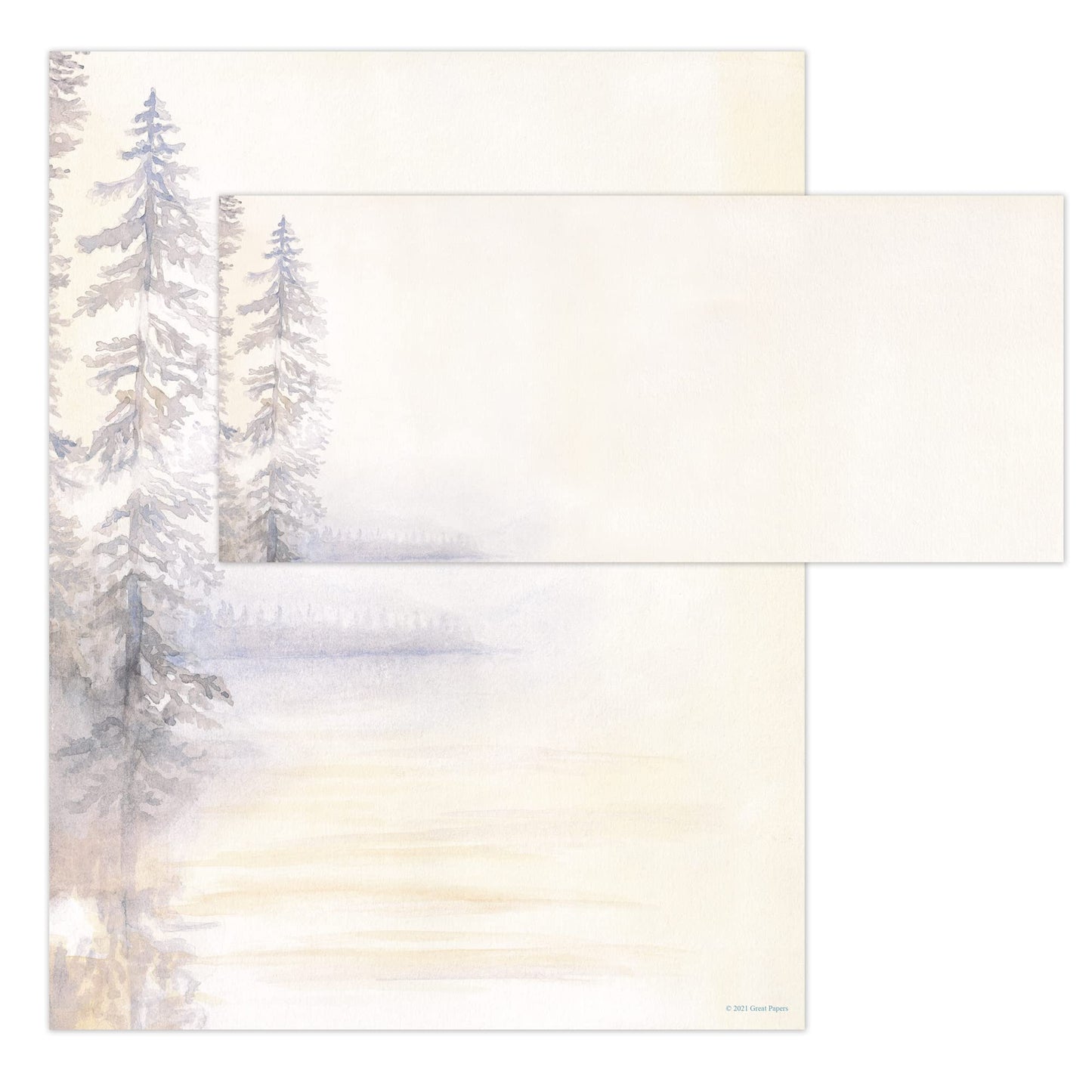 Great Papers! Morning Mist 2-Sided 8.5" x 11" Letterhead and #10 Envelope Stationery Set, 50 Stationery Sheets and 25 Matching Envelopes, 75 pieces (2021039)