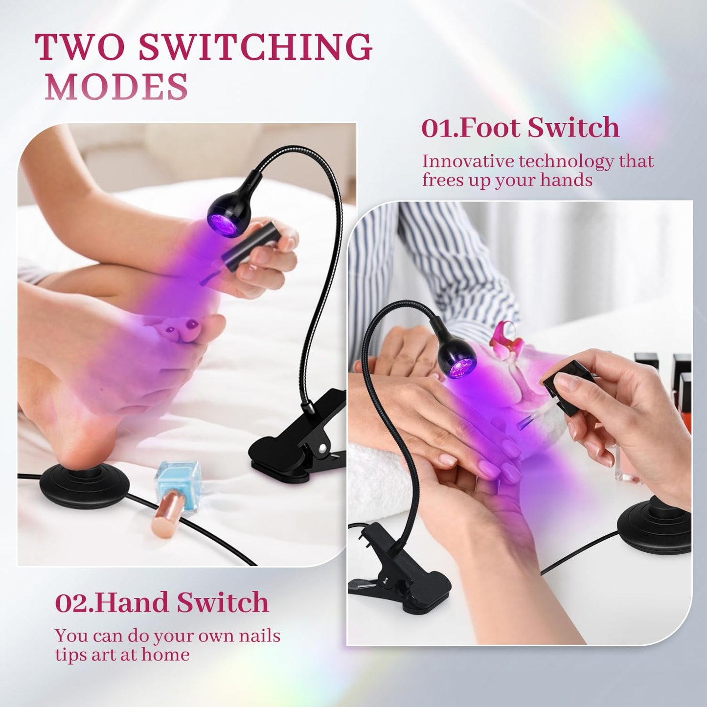 krofaue Duck Nail Tips - U V LED Nail Lamp with Gooseneck and Clamp Manicure Salon DIY at Home Black