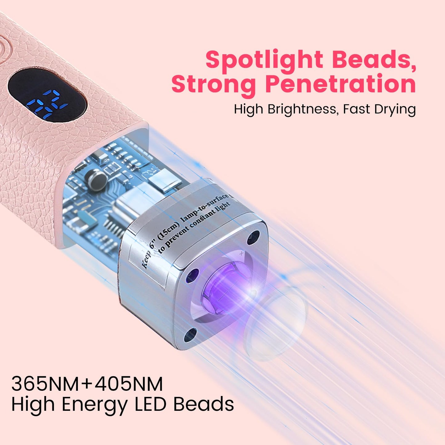 Quaferen Mini Handheld UV Light for Gel Nails with Stand, Rechargeable Flash Cure Nail Lamp with Auto Sensor, Cat Eye Magnet for Fast Drying at Home Salon (Pink)