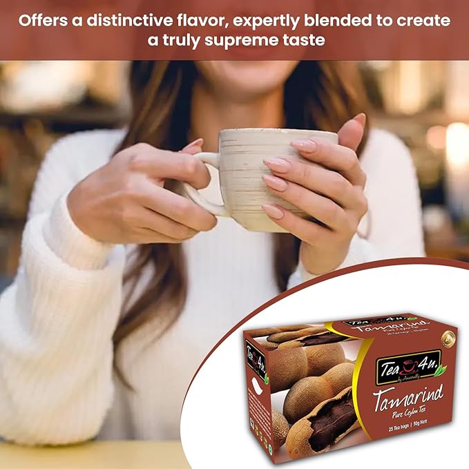 Tea4U Flavored Black Ceylon TeaBags - Tamarind | Ideal Quality from Sri Lanka's Finest Leaves and Expertly Blended - 25 Count