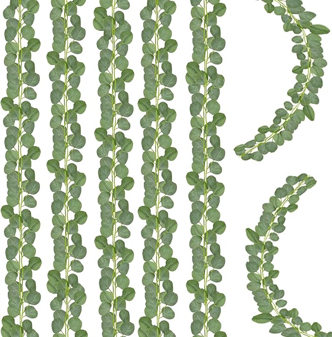 Eucalyptus Garland,Artificial Eucalyptus Leaves Table Greenery Garland Wreath Vines for Wedding Party Table Fireplace Bedroom Wall Room Decor (4PCS)