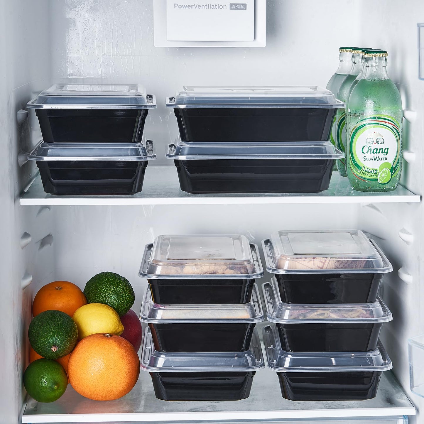 Jaluxing 32 oz 50Pack Plastic Meal Prep Food Storage Containers with Lids Reusable 1 Compartment To Go Lunch Box Black Extra Large &Thick Microwave Freezer Safe BPA Free Stackable (Formerly FULING)