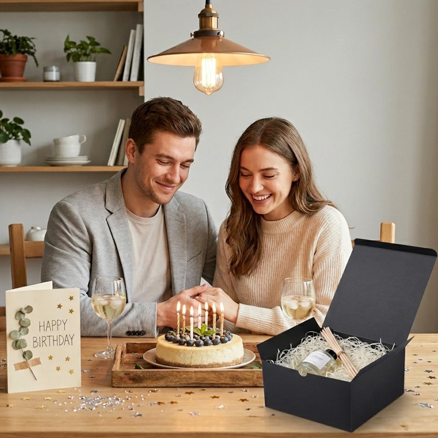 JINMING 10 Gift Boxes 8x8x4 Inches, Matte Black Gift Boxes Bulks for Mother's Day, Father's Day, Party, Birthday, Groomsman Proposal Boxes for Light Gifts