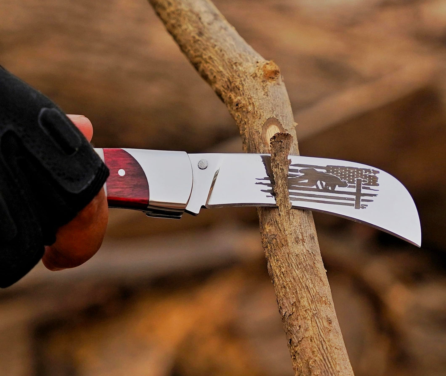 BE BREAK EDGE Hawkbill Knife,Folding Pocket Knife with Curved Blade, Lineman Tools, Stainless Steel construction. (White,Red and Blue)