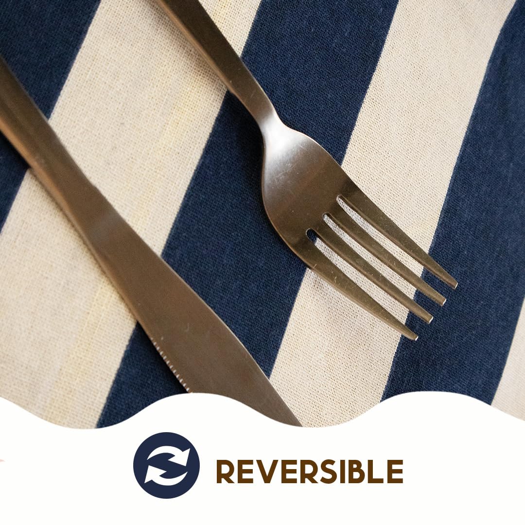 Folkulture Placemats Set of 4 (13 x 19) | 100% Cotton,Cute,Heat Resistant,Machine Washable Striped Place Mats | Blue & White Rectangular Table Placemats or Dining Table Mats