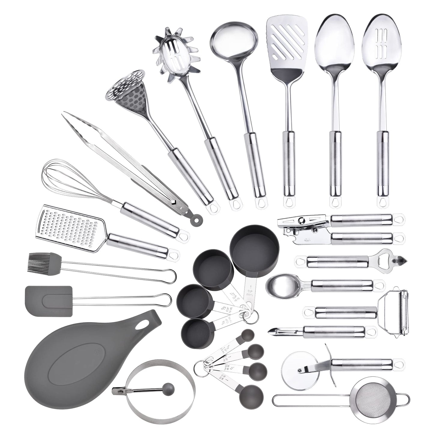 Stainless Steel Utensil Set, 28 Pcs Cooking Gadgets and Tools With Holder - Best Kitchen Tool Set Gift
