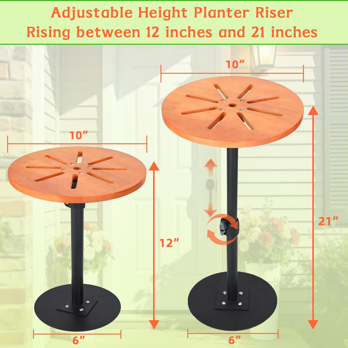 EXCELFU Adjustable Plant Risers for Inside Pots,Planter Inserts for Large Pots and Tall Flower Plant Containers Indoor and Outdoor,12-21” Rise, 6" Base, 10" Top-1pack