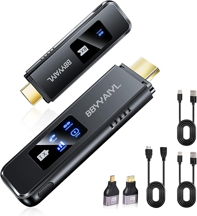 Wireless HDMI Transmitter and Receiver Adapter,4K UHD Plug & Play No App/WiFi Needed,5G Transmitter & Receiver for Meetings & Classrooms,from Laptop to TV Monitor Projector,Supports iOS,Windows,Mac