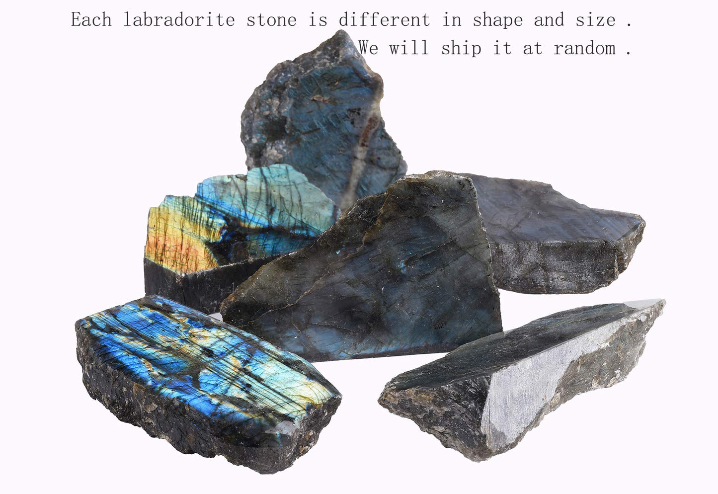 JIC Gem Healing Labradorite Upright Stone Gemstone Worry Therapy Crystal Point Reiki Stone Home and Office Decor 1-2 lb