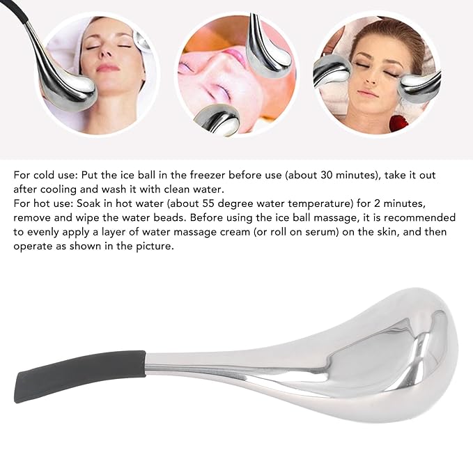 Ice Cryo Sticks, 304 Stainless Steel Cooling Roller Sticks Ice Globes Spoon for Women Face Eyes, Cooling Spa Globes Cold Roller for Face Puffiness and Wrinkles