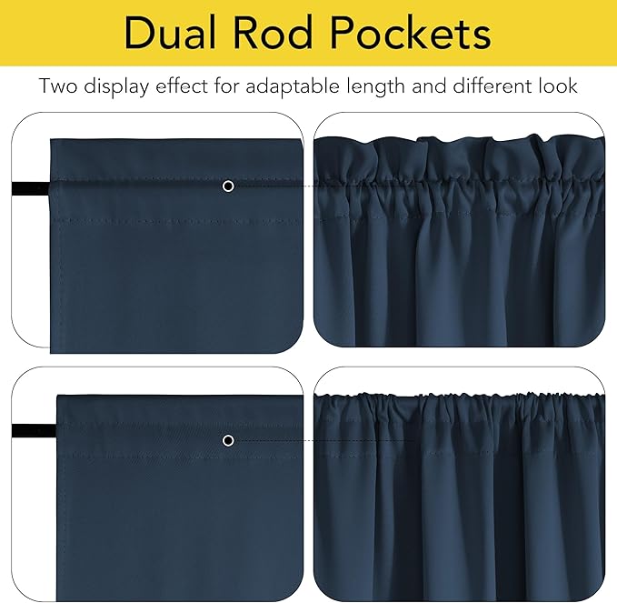 NICETOWN 100% Blackout Door Curtain Thermal Insulated Privacy Curtain for French Front Door with Tieback, Room Darkening Window Covering for Kitchen, W25 x L64, 1 Panel, Navy