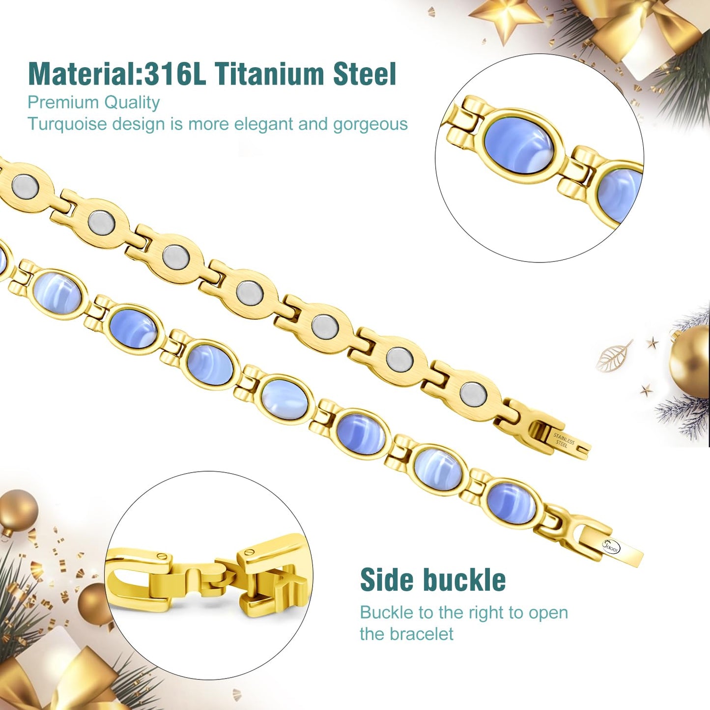 JEROOT Ultra Strength Magnetic Bracelet for Women | 3500-6000 Gauss Neodymium Magnets | Magnetic Therapy Jewelry with Adjustable Tool & Gift Packaging