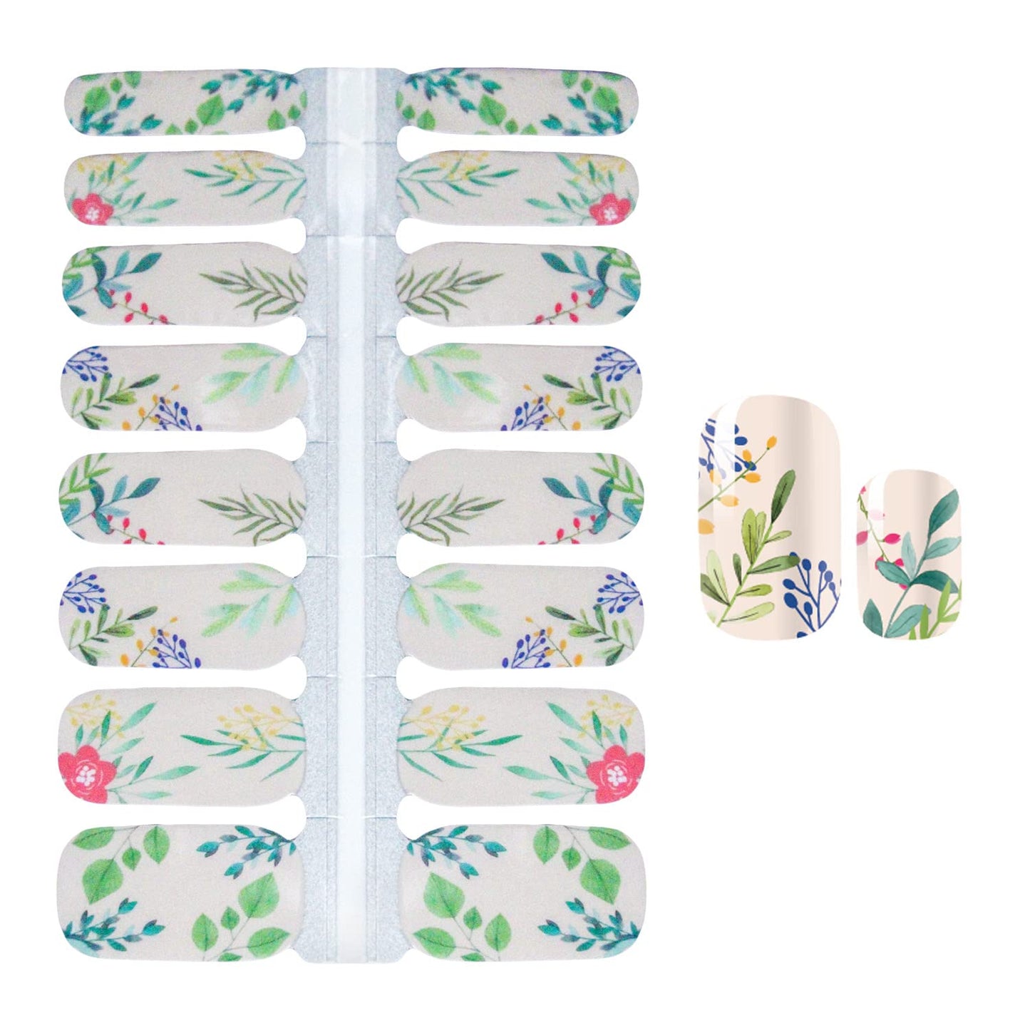 Nail Wraps for Women, DANNEASY 5 Sheets Leaf Nail Polish Strips Self Adhesive Sticker Nail Polish Gel Nail Strips Nail Accessories with Nail File, Cuticle Stick