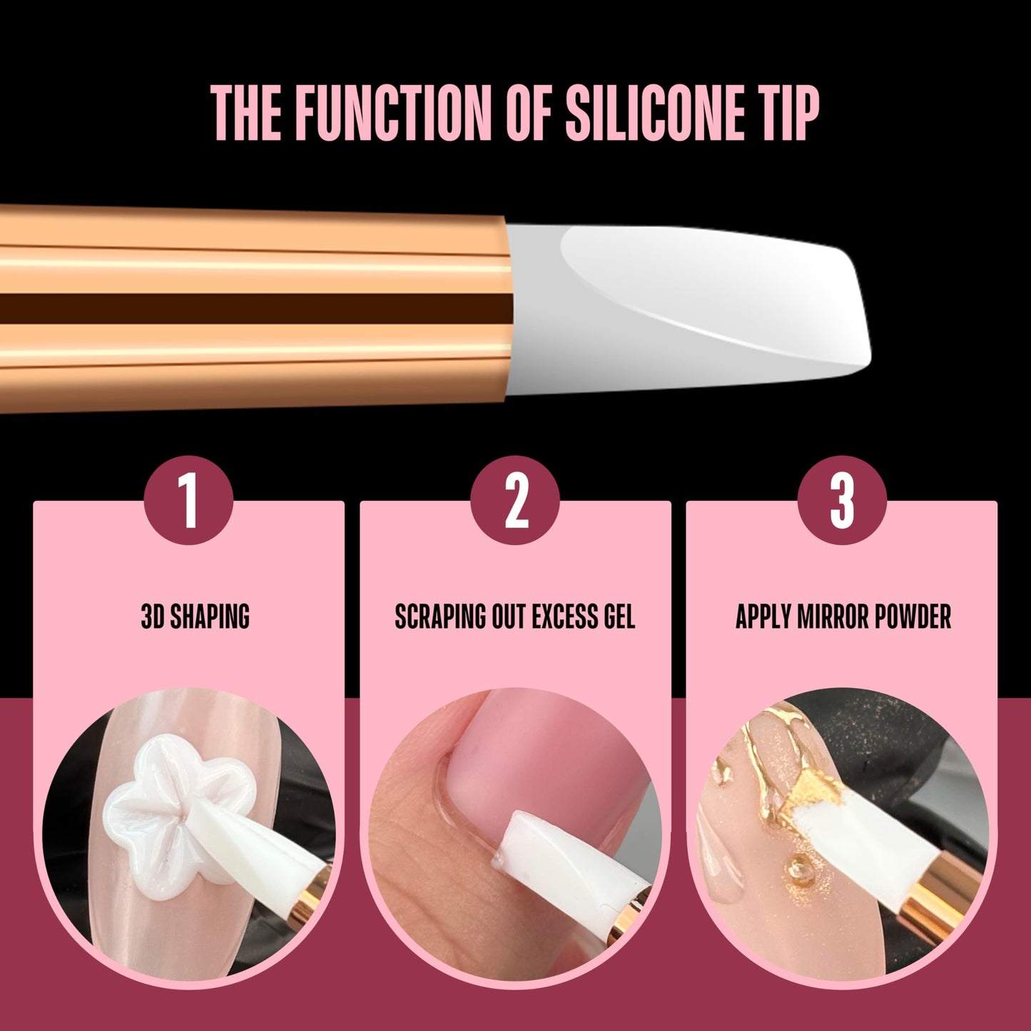 NOVO OVO 2 PCS Double End Multiple Use Nail Pen Brush Kit for Poly Gel Nail Dual Forms, Anti-stick PolyGel & Builder Manicure Pedicure Extension, For Hand and Toe Nails Tool Salon DIY Home