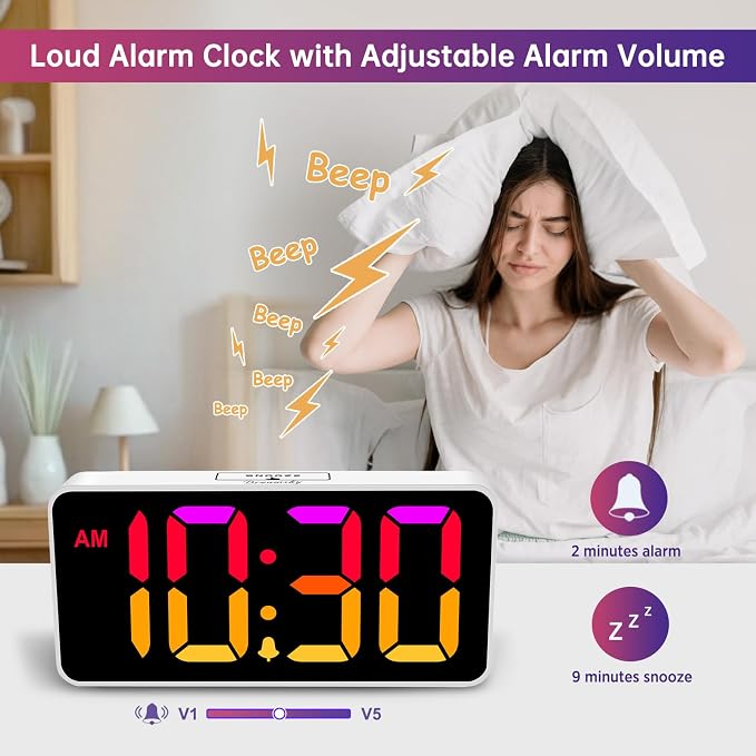DreamSky Large Digital Alarm Clock Big Number for Seniors/Visually Impaired