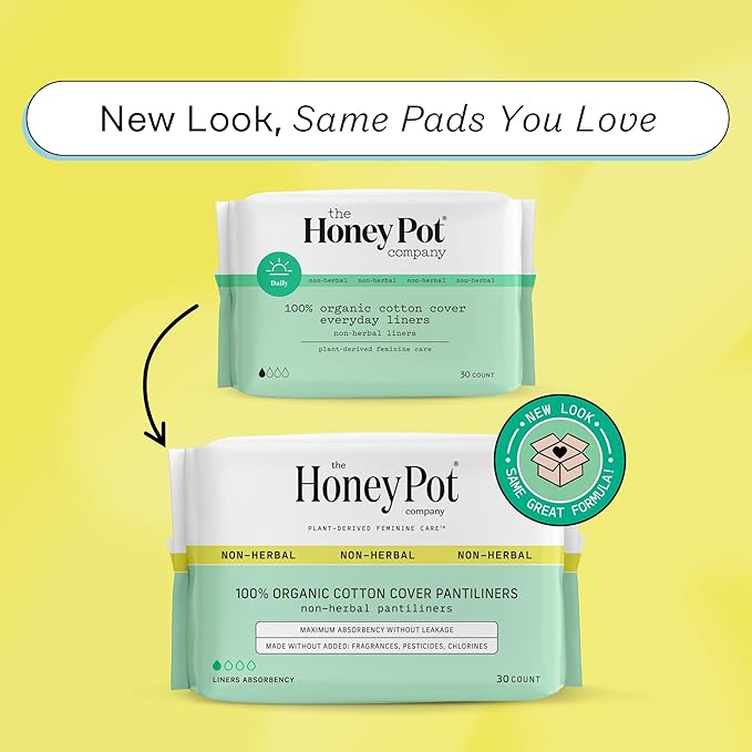 The Honey Pot Company - Non-Herbal Everyday Panty Liners for Women - Organic Cotton Cover & Ultra-Absorbent Pulp Core - Sanitary Pads - Feminine Care - FSA & HSA Eligible - 30 ct