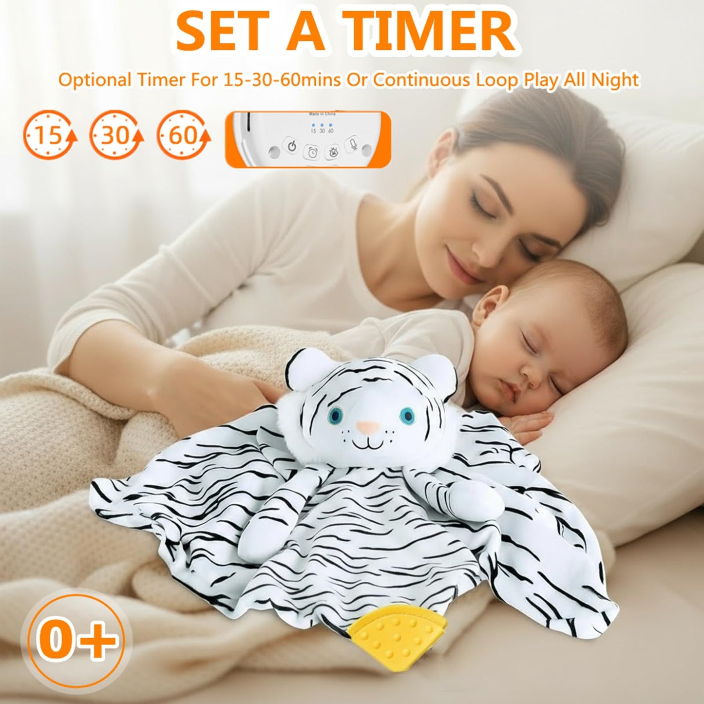 BEREST Rechargeable Baby Sleep Soother, 10 White Noises of Heartbeats & Lullabies Infant Sleeping Aid with Cry Sensor at Naptime Routine, Babies Gift Portable Plush Toddler Snuggle Toy Infant Blanket