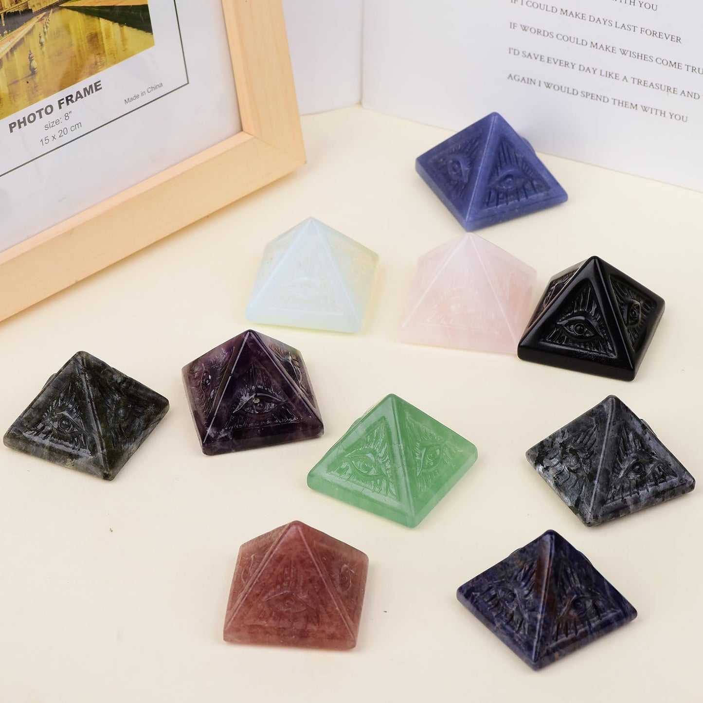 QLRSUXN Amethyst Healing Crystal Pyramid,Natural Stone Purple Pyramid for Meditation, Reiki Energy, Chakra Balancing,Energy Enhancement Great Gift for Home Decor, Office Desk, and Spiritual Practices