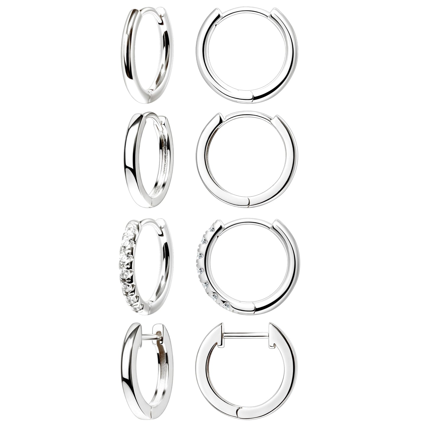 6mm Huggie Small Hoop Earrings Set for Women Silver Stack Thin Cute Cartilage Earring Sets for Multiple Double Piercing Lightweight Mini Dainty Trendy Clip On Mom Jewelry Gifts