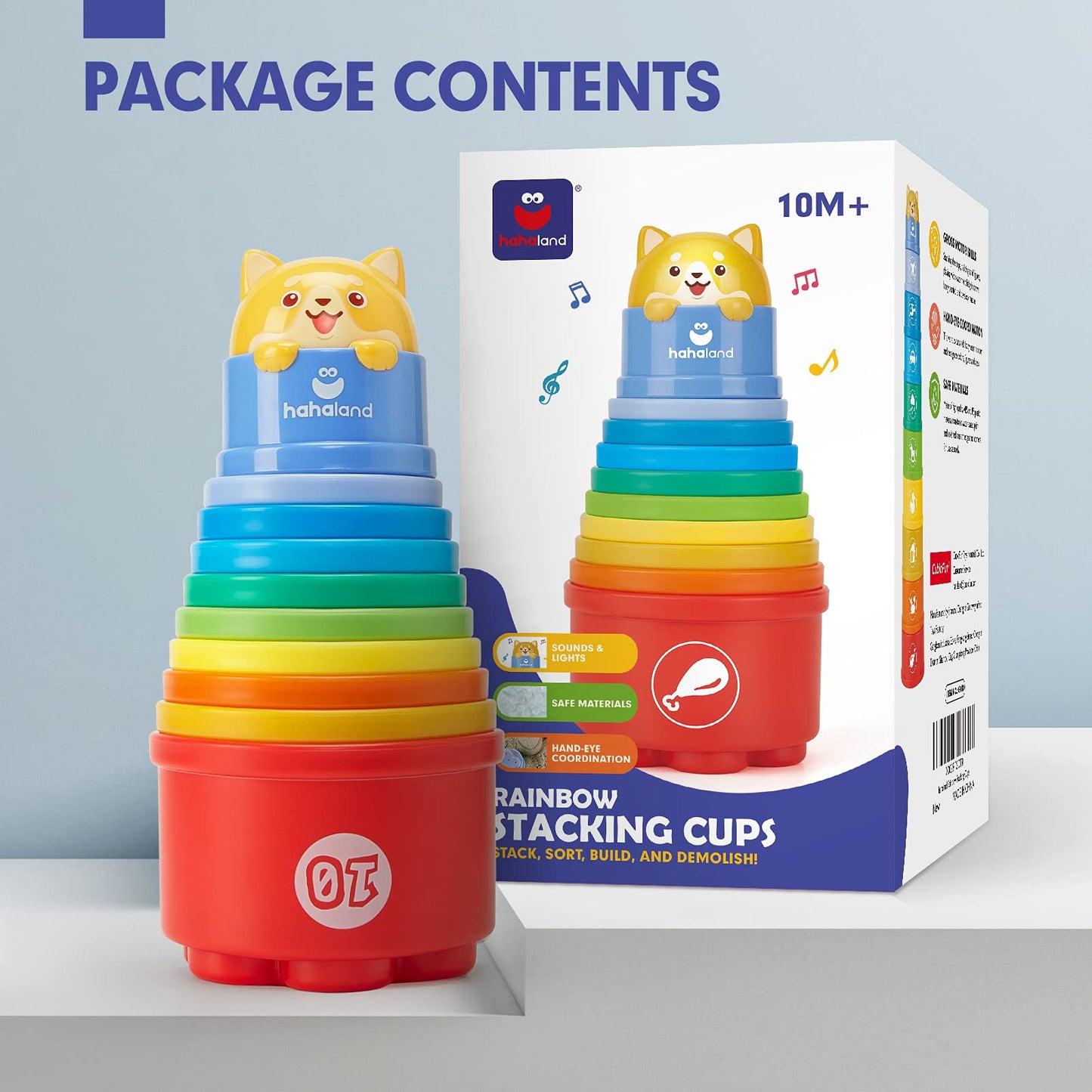 hahaland Stacking Toys for Toddlers 1-3 - Stacking Cups - Toddler Toy Age 1-2 Learning Montessori Toys for 1 Year Old Boy Baby Stacking Cups 12-18 Months