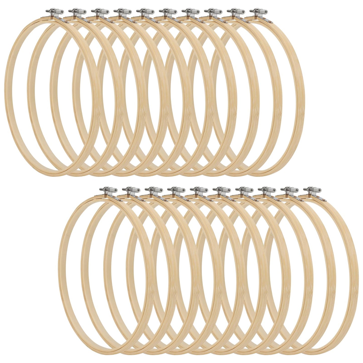 SENJEOK 20 PCS 8 Inch Bamboo Embroidery Hoop, 20cm Cross Stitch Circle Ring for Craft Sewing, DIY Project, Decoration