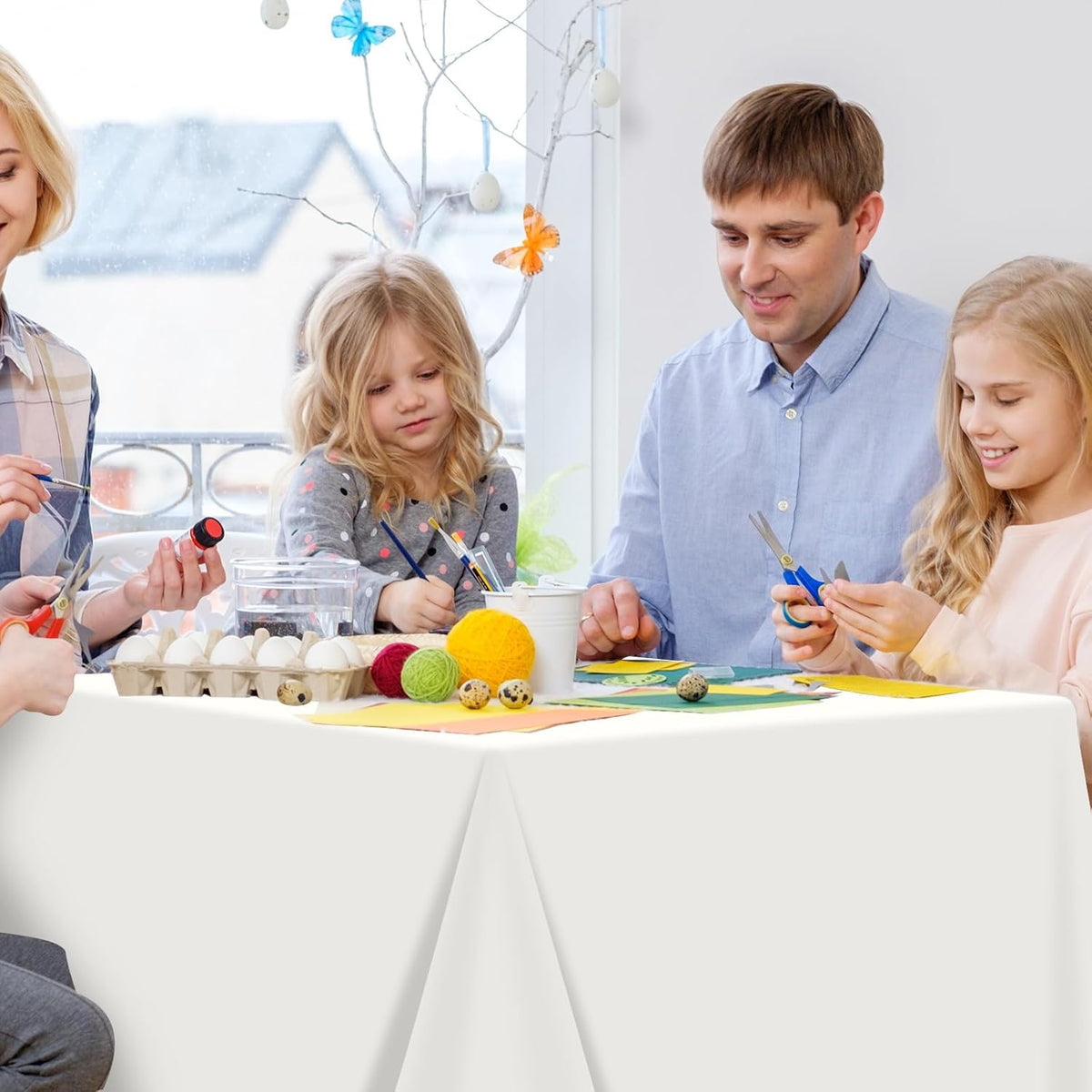12Pcs 54 x 108 Inch White Rectangle Tablecloth,Disposable Plastic Table Cloth,Waterproof White Table Cover for Graduation Birthdays Weddings Anniversary Party Decorations