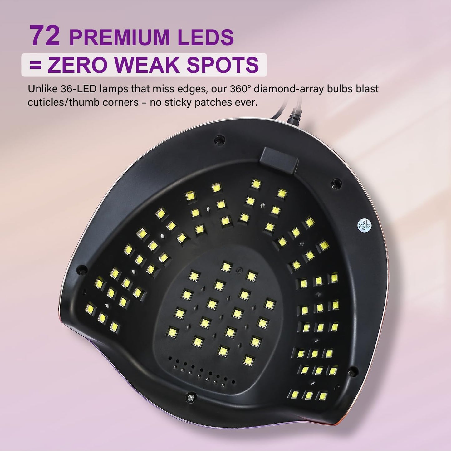 PUSHUJIA 300W Professional Nail Lamp - Fast Curing, Auto Motion Sensor, 4 Timer Settings, 72 LED Even Coverage for Gel Polish - Salon & Home Use