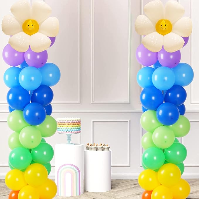 Tamodan Adjustable balloon columns set of 2 with balloons (Includes 100 Colorful Balloons), 78 Inch balloon tower Reusable Metal Telescopic Design for Weddings, Birthdays, Baby Showers.