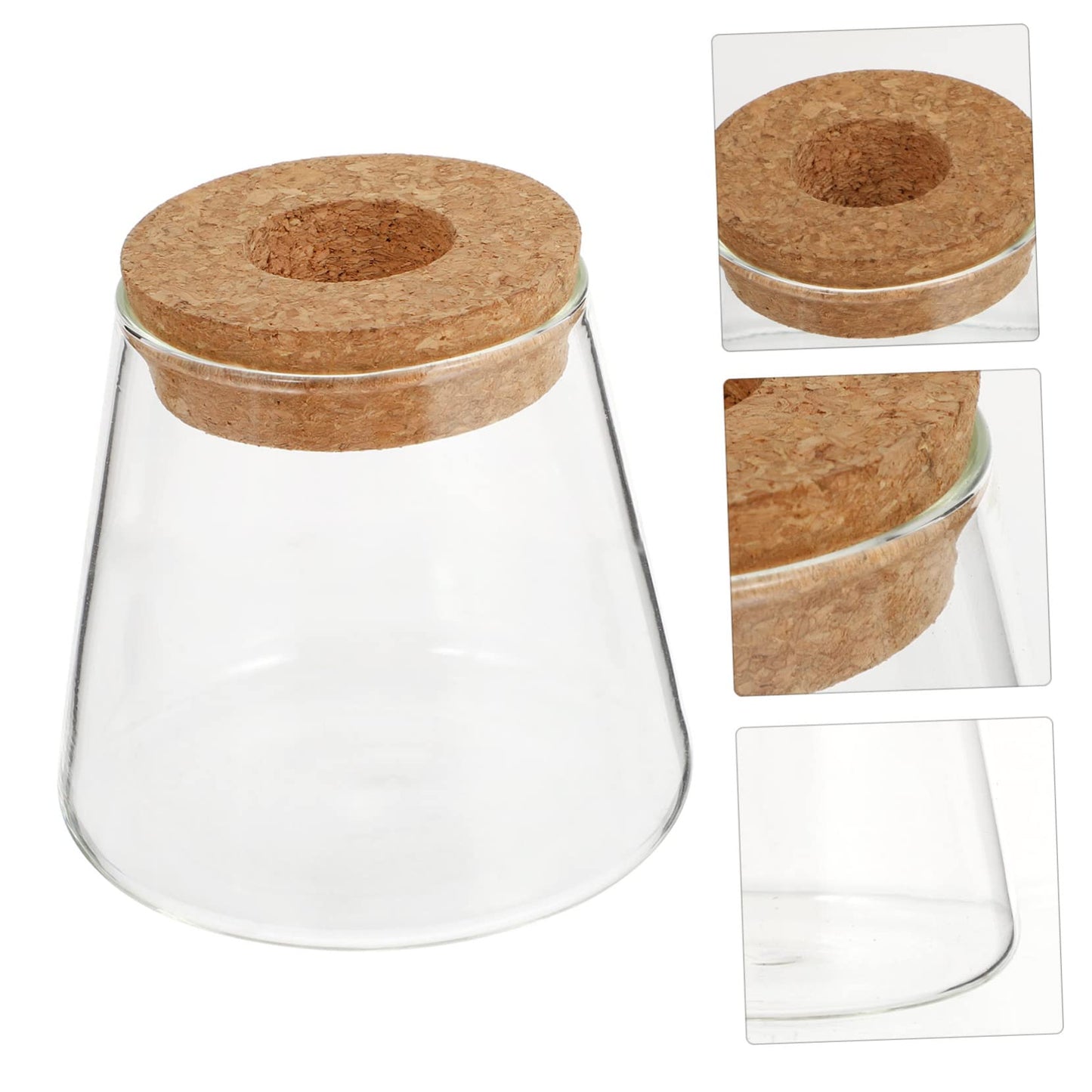 VALICLUD 2Pcs Glass Desktop Vases Hydroponics Plant Containers Terrarium for Office Home Decor Glass and Wood Material Space Saving Propagation Jars